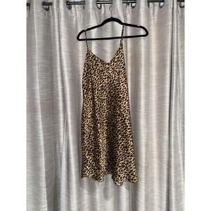 Vintage Gillian O'malley Cheetah Leopard Print Satin Slip Dress Medium